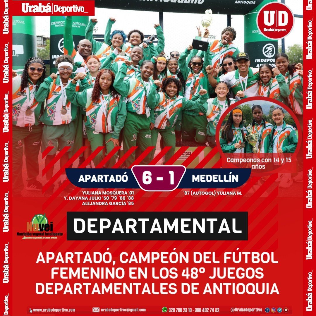 Apartadó se corona campeón del fútbol femenino en los Juegos Departamentales 2025 — Urabá Deportivo