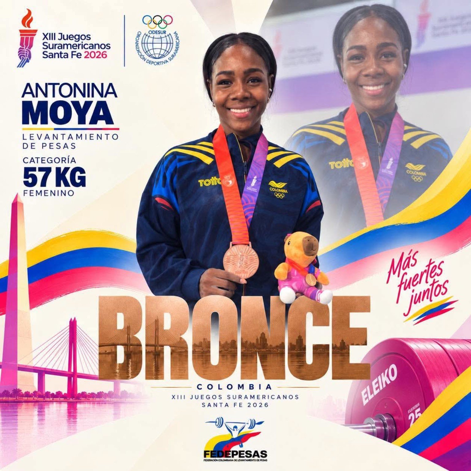 Antonina Moya, medalla de bronce en los Juegos Suramericanos Santa Fe 2026